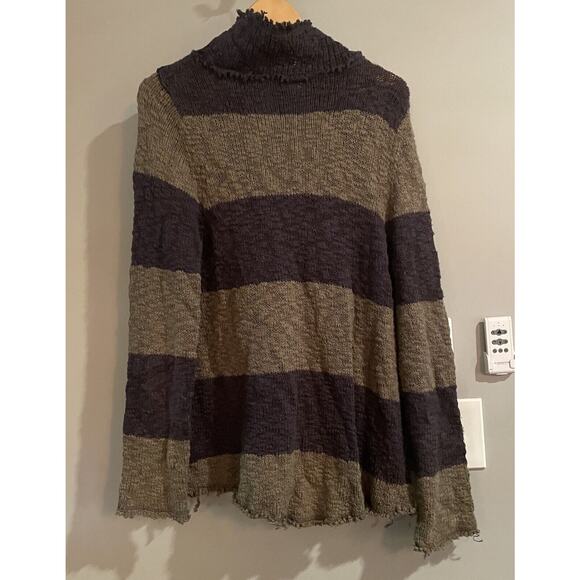 Free People Sweater Colorblock Stripe Double Breasted Cotton Cardigan Large - Picture 2 of 8